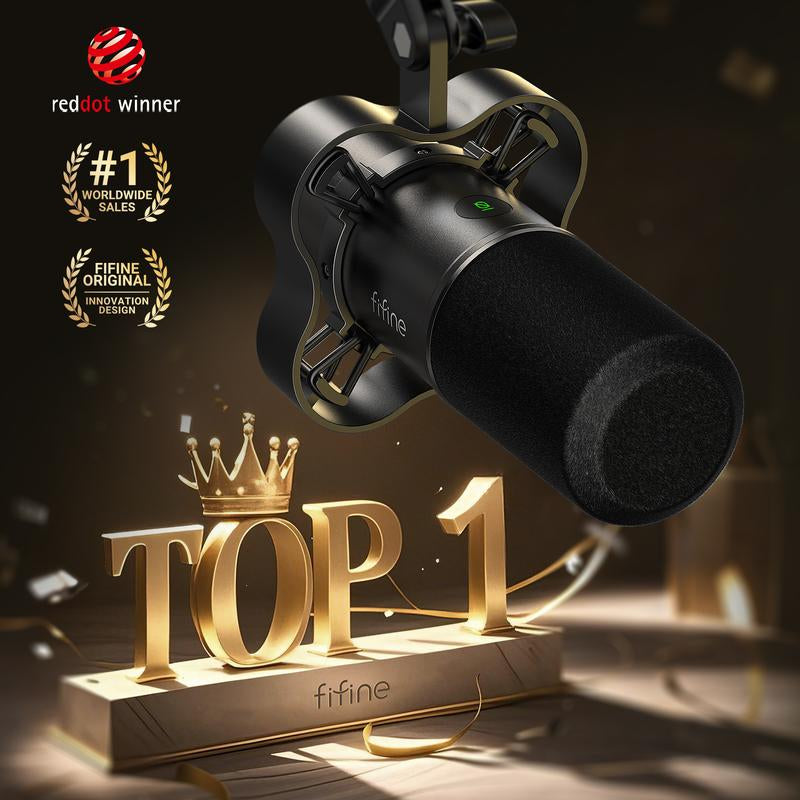 FIFINE K688Neo USB/XLR Dynamic Podcast Microphone – Pro Mic, Mute & Monitor for Streaming, Gaming, Vocal & Music Recording Audio, for PC Smartphone Mixer, Boom Arm