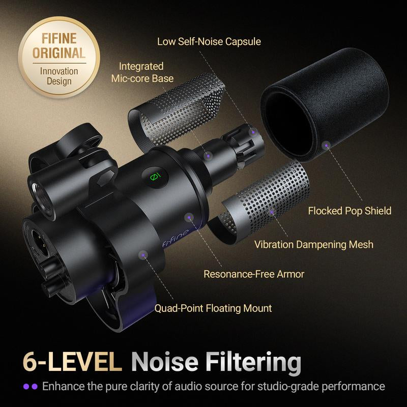 FIFINE K688Neo USB/XLR Dynamic Podcast Microphone – Pro Mic, Mute & Monitor for Streaming, Gaming, Vocal & Music Recording Audio, for PC Smartphone Mixer, Boom Arm