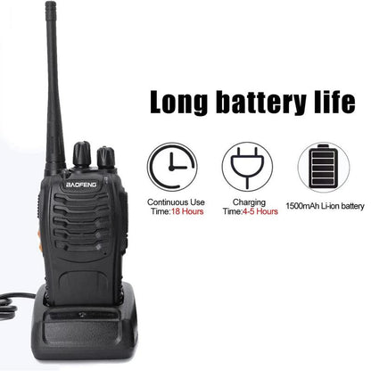 Baofeng 888S Walkie Talkie, Rechargeable Walkie Talkies Long Range with Earpieces, Professional Radio Handheld Two Way Radio with Li-Ion Battery & Charger Included