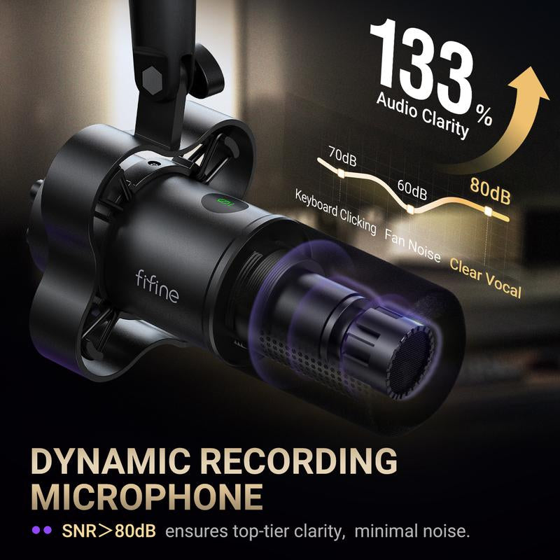 FIFINE K688Neo USB/XLR Dynamic Podcast Microphone – Pro Mic, Mute & Monitor for Streaming, Gaming, Vocal & Music Recording Audio, for PC Smartphone Mixer, Boom Arm