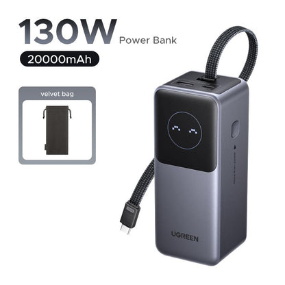 UGREEN Nexode Power Bank 20000Mah 165W with Built-In Retractable USB C Cable Laptop Travel Portable Charger, 100W Input, Fast Charging for Macbook Pro/Air/Iphone 17 16/Ipad Pro/Galaxy S25 Ultra/Dell/Hp and More ,Tiktokshopjumpstartsale