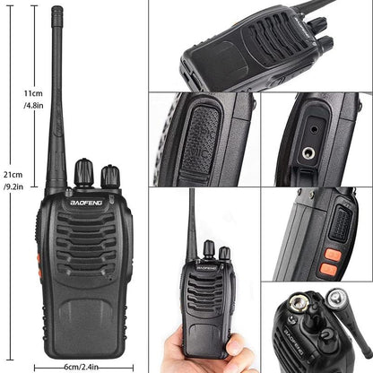 Baofeng 888S Walkie Talkie, Rechargeable Walkie Talkies Long Range with Earpieces, Professional Radio Handheld Two Way Radio with Li-Ion Battery & Charger Included