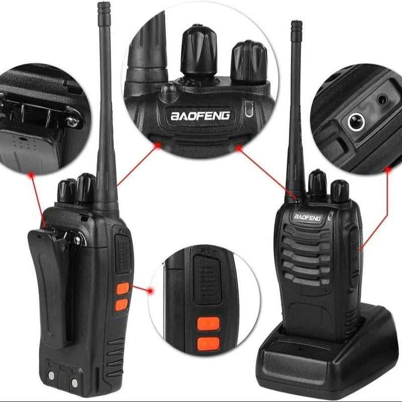 Baofeng 888S Walkie Talkie, Rechargeable Walkie Talkies Long Range with Earpieces, Professional Radio Handheld Two Way Radio with Li-Ion Battery & Charger Included